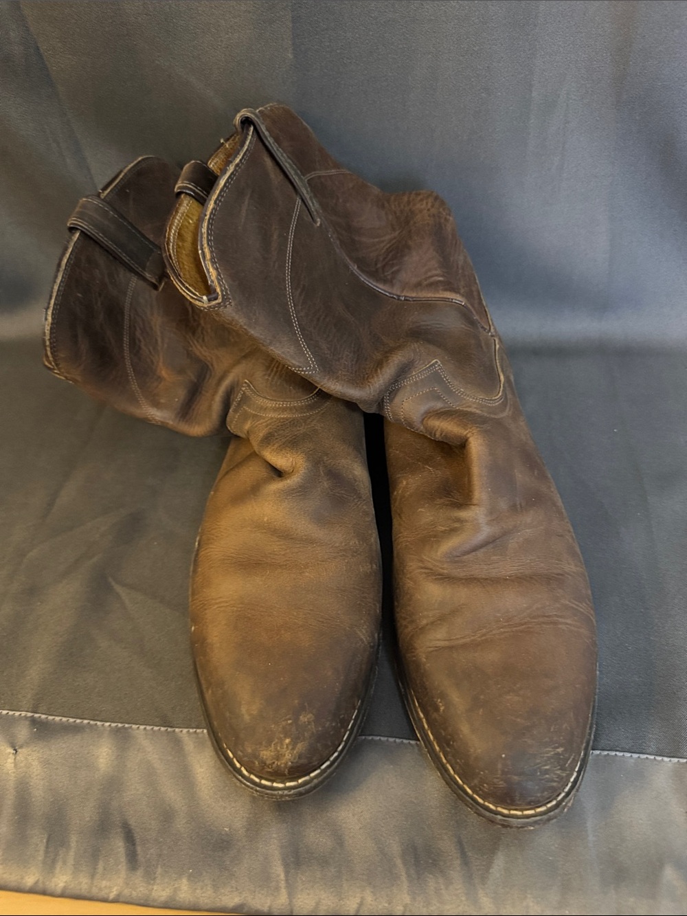 Men's Brown Leather Pull-On Casual Boots